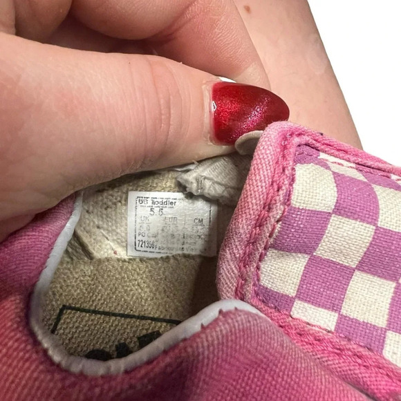 Vans Slip-On V Shoe - Checkerboard Pack- Fuchsia/White - Toddler Girls' 5.5 - Picture 11 of 11